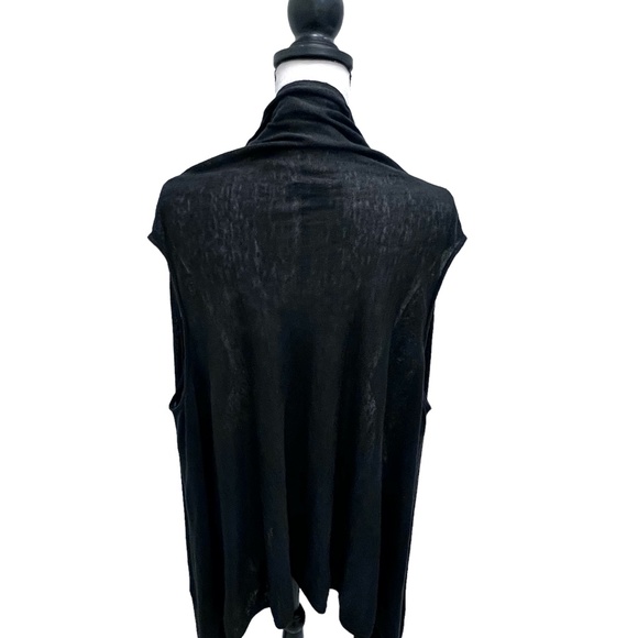 DKNY BLACK LINEN KNIT OPEN FRONT SWEATER VEST MULTIWAY INFINITY WRAP - Picture 7 of 15